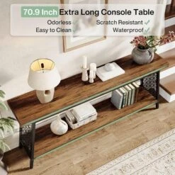 Tribesings 2-Tier Console Table, 70.9-inch Sofa Entryway Table Behind Couch With Storage, Rustic Brown -Tribesigns Sales Store GUEST 61723d9a 1c20 478f a022 a57d845e6bbf
