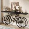 Tribesigns 70.86-Inch Extra Long Console Table With Bicycle Metal Base