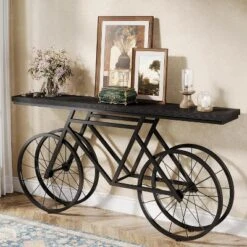 Tribesigns 70.86-Inch Extra Long Console Table With Bicycle Metal Base