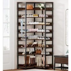 Tribesigns 9-Tier Corner Shoe Rack, Vertical Shoe Storage Organizer