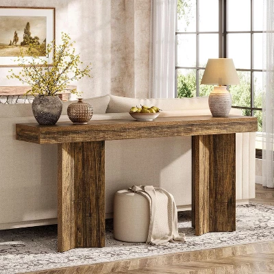 Tribesigns 63" Farmhouse Console Table, Wooden Rectangular Sofa Table Behind The Couch 1 Tribesigns 63" Farmhouse Console Table, Wooden Rectangular Sofa Table Behind The Couch