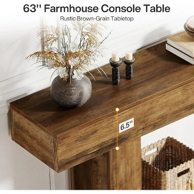 Tribesigns Farmhouse 2-Tier 63" Console Table With U-Shaped Base For Living Room 8 Tribesigns Farmhouse 2-Tier 63" Console Table With U-Shaped Base For Living Room - Image 8