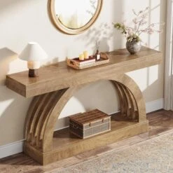 Tribesigns 63-Inch Entryway Table, 2-Tier Sofa Table Behind The Couch, Farmhouse Narrow Unique Arched Console For Hallway, Living Room, Foyer,Natural -Tribesigns Sales Store GUEST 6966c923 ffc6 45de 9db2 6fd1771089f7