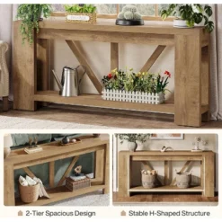 70.9-Inch Extra Long Console Table, 2-Tier Farmhouse Sofa Table Behind Couch, Large Entry Console With Storage For Hallway, Foyer -Tribesigns Sales Store GUEST 6b2c9477 6404 4c2b 8b7e 187adb3e4e96
