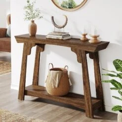 Tribesigns 2-Tier Narrow Wooden Console Table
