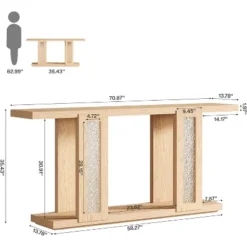 Tribesigns 71"Long Console Table, Farmhouse Sofa Console Behind Couch With Acrylic Legs, 2-Tier Entry Table For Hallway, Foyer, Living Room, Natural