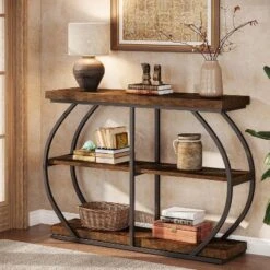 Tribesigns 41.3" Industrial 3-Tier Entryway Table With Arched Metal Frame And Storage Shelves -Tribesigns Sales Store GUEST 6ec8ed48 2c47 4e5a b624 8609ad207539