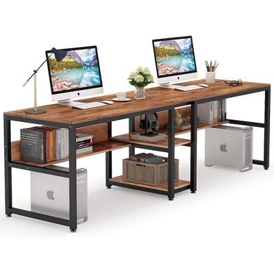 Tribesigns Double Desk With Bookshelf, 78.7" Computer Office Double Desk For Two Persons, Writing Desk Workstation With Shelf For Home Office 8 Tribesigns Double Desk With Bookshelf, 78.7" Computer Office Double Desk For Two Persons, Writing Desk Workstation With Shelf For Home Office - Image 8