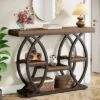 Tribesigns 39.37" Console Table, Industrial 4-Tier Sofa Table Narrow Wood Entryway Table With Storage Shelves