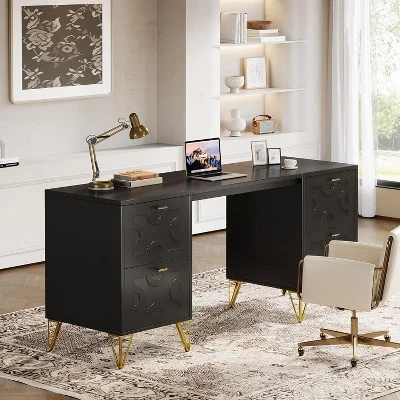 Tribesigns 59'' Modern Computer Desk With File Drawers, Simple Work Desk With Storage For Home Office 5 Tribesigns 59'' Modern Computer Desk With File Drawers, Simple Work Desk With Storage For Home Office - Image 5