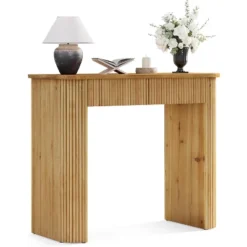 Tribesigns Solid Wood Fluted Console Table With Drawers, 39" Modern Compact Entryway Sofa Table For Small Space, Living Room, Hallway, Foyer, Oak -Tribesigns Sales Store GUEST 73c098db 5d6d 483e a629 eb6b5daf0bd7