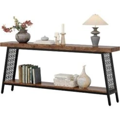 Tribesigns 70.9" Extra Long Console Table, 2-Tier Sofa Table With Storage, Industrial Entryway Table Behind Couch -Tribesigns Sales Store GUEST 744ded96 7c0f 4ef8 88d9 4e6be232994c