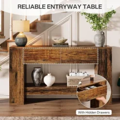 Tribesigns 55.1" Console Table With 2 Drawers, Wooden 2-Tier Sofa Table Behind Couch, Entryway Table For Corridor, Hallway -Tribesigns Sales Store GUEST 7472f355 054c 4150 a514 095c454d6b4d