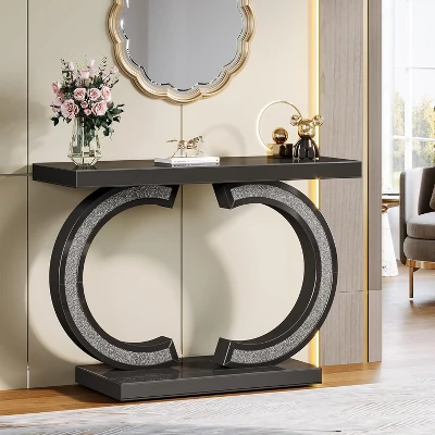 Tribesigns Modern 39-inch Mirrored Console Table With Sparkling Crystal Inlays 3 Tribesigns Modern 39-inch Mirrored Console Table With Sparkling Crystal Inlays - Image 3