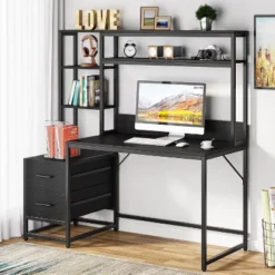 Tribesigns 55 Inch Computer Desk With 2 Drawers And Storage Shelves