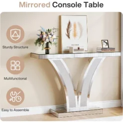 Tribesigns Mirrored Console Table, Modern Sliver Entryway Sofa Table With Crystal Inlay Frames -Tribesigns Sales Store GUEST 75f81698 0fe1 4268 9d5f f76add988896