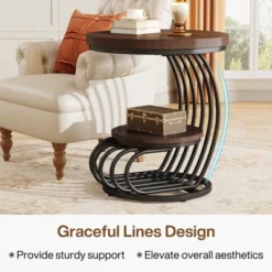 Tribesigns 2-tier Round End Table, Side Table With Storage Shelf, Metal Arc-Shaped Frame Accent Table For Living Room, Bedroom -Tribesigns Sales Store GUEST 761fbc26 23de 4d66 b3f2 99d2c75f9cc8