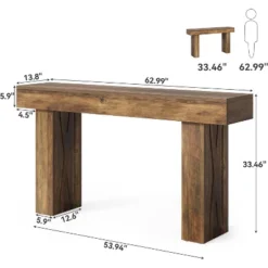 Tribesigns 63-Inch Narrow Console Table, Modern Sofa Table For Hallway, Entryway Table For Living Room, Bedroom, Home Office,Brown