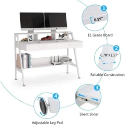 Tribesigns Modern 47" Computer Desk With Storage Shelf & Drawers, Office Writing Desk Study Table With Monitor Stand Riser For Home Office -Tribesigns Sales Store GUEST 7c575f3b f818 4d63 b3d3 4c048fd59bf9