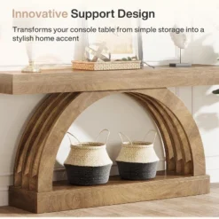 Tribesigns 63-Inch Entryway Table, 2-Tier Sofa Table Behind The Couch, Farmhouse Narrow Unique Arched Console For Hallway, Living Room, Foyer,Natural -Tribesigns Sales Store GUEST 7cf90e4f 3de5 4be6 aeb4 a6a96ab9ada4
