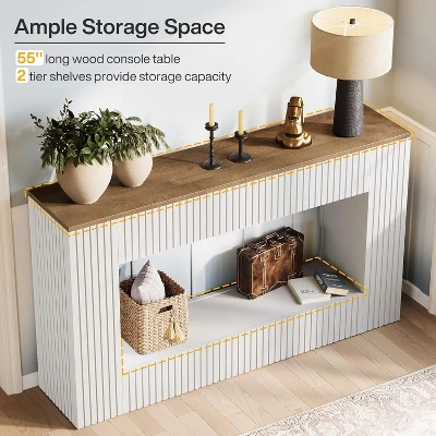 Tribesigns Modern Console Table, 55" Wood Entryway Table With Storage, Narrow Long Sofa Table Behind Couch Table For Living Room, Hallway 4 Tribesigns Modern Console Table, 55" Wood Entryway Table With Storage, Narrow Long Sofa Table Behind Couch Table For Living Room, Hallway - Image 4