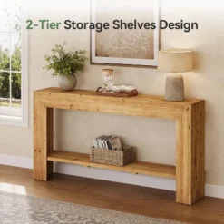 Tribesigns Solid Wood Entryway Table, 63" Console Table With Storage, Narrow Sofa Table Behind Couch For Entryway, Living Room, Hallway -Tribesigns Sales Store GUEST 7e95e4d7 e5b6 4e01 825f 286b18e851f3