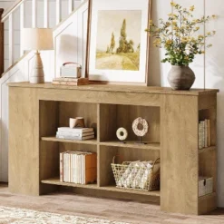 Tribesigns Console Table With Storage, 63" Farmhouse Wooden Entryway Sofa Table, Heavy Duty Console Cabinet For Living Room, Hallway, Entrance, Brown -Tribesigns Sales Store GUEST 8245bae8 5d1d 464b 942e b558769e98ee