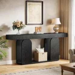 Tribesigns 70.9-Inch Extra Long Sofa Table, 2-Tier Wood Table Behind Couch For Living Room