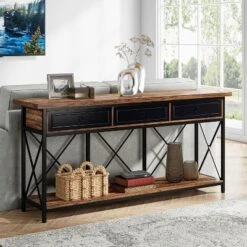 Tribesigns 70.9" Farmhouse Console Table With 3 Drawers, Narrow Long Sofa Foyer Table With Storage Shelf For Entryway, Hallway -Tribesigns Sales Store GUEST 83ae5102 b4b6 48b7 8bb2 b276df29597a