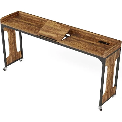 Tribesigns 71" Queen Size Overbed Table With Adjustable Tilt Board, Mobile Laptop Cart With Outlets & USB Ports 9 Tribesigns 71" Queen Size Overbed Table With Adjustable Tilt Board, Mobile Laptop Cart With Outlets & USB Ports - Image 9