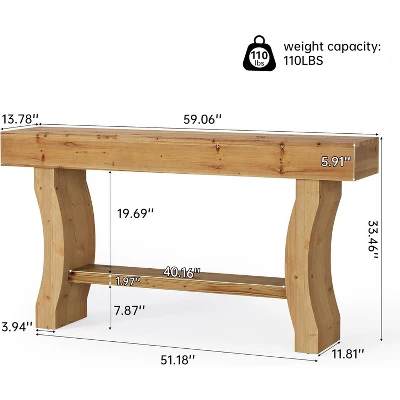 Tribesigns Solid Wood Console Table, 59-Inch Long Sofa Table With Stable Curved Legs For Entryway, Living Room, Hallway, Foyer 2 Tribesigns Solid Wood Console Table, 59-Inch Long Sofa Table With Stable Curved Legs For Entryway, Living Room, Hallway, Foyer - Image 2