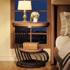 Tribesigns 2-tier Round End Table, Side Table With Storage Shelf, Metal Arc-Shaped Frame Accent Table For Living Room, Bedroom -Tribesigns Sales Store GUEST 87f1dd2c df0a 4ba2 82aa 04346a2456ed