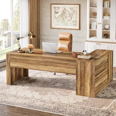 Tribesigns 72.8" L-Shaped Desk, Large Executive Desk With 47.24" Cabinet For Home Office 3 Tribesigns 72.8" L-Shaped Desk, Large Executive Desk With 47.24" Cabinet For Home Office - Image 3
