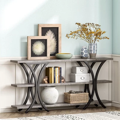Tribesigns 70.8 Inch Console Table, Long Sofa Table Entry Table With 3 Tier Storage Shelves For Entryway Hallway Living Room 8 Tribesigns 70.8 Inch Console Table, Long Sofa Table Entry Table With 3 Tier Storage Shelves For Entryway Hallway Living Room - Image 8