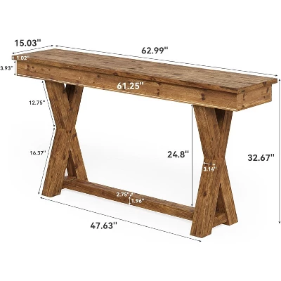 Tribesigns 63-Inch Solid Wood Console Table, Farmhouse Entryway Table With X-Shaped Legs For Living Room, Behind Sofa, Hallway, Easy Assembly 2 Tribesigns 63-Inch Solid Wood Console Table, Farmhouse Entryway Table With X-Shaped Legs For Living Room, Behind Sofa, Hallway, Easy Assembly - Image 2