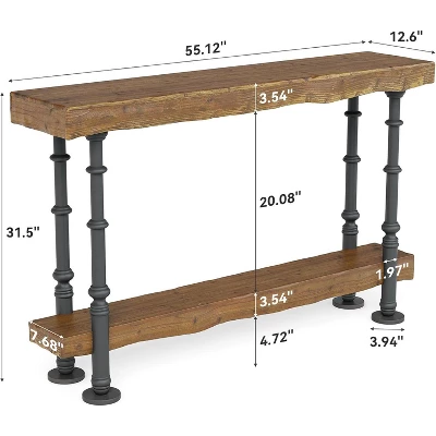Tribesigns Solid Wood Console Table For Entryway, 55-Inch Long Sofa Table With Shelf, Behind Couch For Foyer, Hallway, Living Room 2 Tribesigns Solid Wood Console Table For Entryway, 55-Inch Long Sofa Table With Shelf, Behind Couch For Foyer, Hallway, Living Room - Image 2