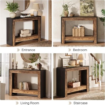 Tribesigns 41.3" Farmhouse Console Table Wood Entryway Table, Narrow Sofa Table Behind Couch With Storage Shelves 6 Tribesigns 41.3" Farmhouse Console Table Wood Entryway Table, Narrow Sofa Table Behind Couch With Storage Shelves - Image 6