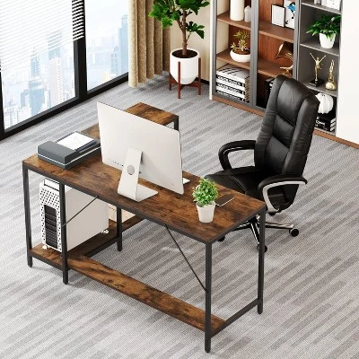 Tribesigns L Shaped Desk With Storage Shelves 2 Tribesigns L Shaped Desk With Storage Shelves - Image 2