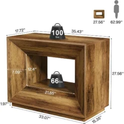 Tribesigns 2-Tier Large Nightstand With Shelf, 35.43 -InchOversized Night Stand For Bedroom, Rustic Brown Side Table For Bedroom,Brown