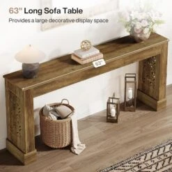 Tribesigns 63”Farmhouse Console Table, Industrial Wood Sofa Table With Retro Hollow Pattern Legs For Living Room,Foyer, Rustic Brown -Tribesigns Sales Store GUEST 94c11bf5 5333 4d3f 935d 61651928a5e6