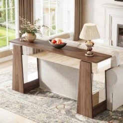 Tribesigns Mirrored Console Table, 63-Inch Farmhouse Entryway Table, Wooden Behind Couch Sofa Table For Entrance, Hallway, Foyer, Living Room -Tribesigns Sales Store GUEST 95c95f1e fd37 4b1f bfdc 91124bdfd3bb