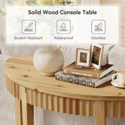 Tribesigns Solid Wood Half Moon Console Table, 2-Tier Farmhouse Fluted Entryway Table For Living Room, Hallway, Entrance, Foyer -Tribesigns Sales Store GUEST 9744dc5e cba2 4986 b062 f43b2109b77e
