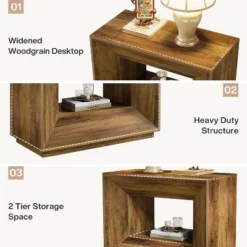 Tribesigns 2-Tier Large Nightstand With Shelf, 35.43 -InchOversized Night Stand For Bedroom, Rustic Brown Side Table For Bedroom,Brown -Tribesigns Sales Store GUEST 97d55dd3 c554 4f43 99df be451feb3c01