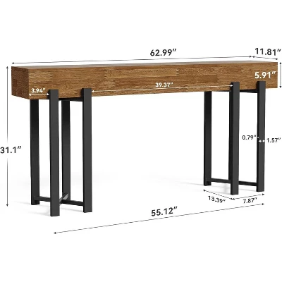 Tribesigns 63"Console Table For Entryway, Farmhouse Behind Couch Table, Sofa Table With Black Metal Frame For Living Room, Oak 1 Tribesigns 63"Console Table For Entryway, Farmhouse Behind Couch Table, Sofa Table With Black Metal Frame For Living Room, Oak