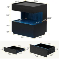 Tribesigns Black Nightstand, Night Stand With 2 Drawers, Wooden Bedside End Table For Bedroom, Living Room