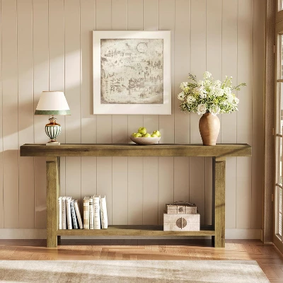 Tribesigns 70.9"Solid Wood Console Table, Farmhouse Entryway Accent Table For Living Room, Entrance, Hallway, Foyer, Dark Brown 4 Tribesigns 70.9"Solid Wood Console Table, Farmhouse Entryway Accent Table For Living Room, Entrance, Hallway, Foyer, Dark Brown - Image 4