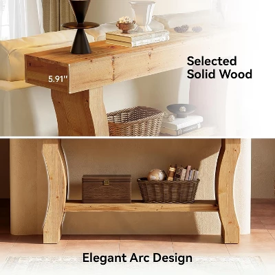 Tribesigns Solid Wood Console Table, 59-Inch Long Sofa Table With Stable Curved Legs For Entryway, Living Room, Hallway, Foyer 4 Tribesigns Solid Wood Console Table, 59-Inch Long Sofa Table With Stable Curved Legs For Entryway, Living Room, Hallway, Foyer - Image 4