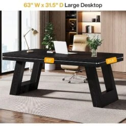 Tribesigns 63" Wood Executive Desk, Home Office Computer Desk With Double Pedestal, Study Writing Table, Business Workstation For PC Laptop -Tribesigns Sales Store GUEST 9dfbf3cb e6fb 4011 8809 2d0068cbeb07