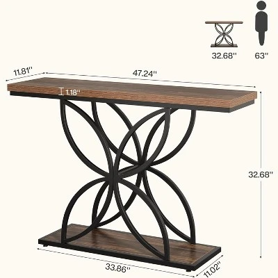 Tribesigns 47" Console Table Sofa Table With Unique Butterfly Metal Base, Foyer Accent Table For Living Room, Entryway, Hallway 2 Tribesigns 47" Console Table Sofa Table With Unique Butterfly Metal Base, Foyer Accent Table For Living Room, Entryway, Hallway - Image 2