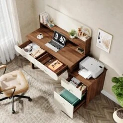 Tribesigns Computer Desk With Storage, 56-Inch Writing Study Table With 4 File Drawers For Home Office, Bedroom, Small Space -Tribesigns Sales Store GUEST 9ed4fdd8 6a58 4278 9d18 75b183930b94